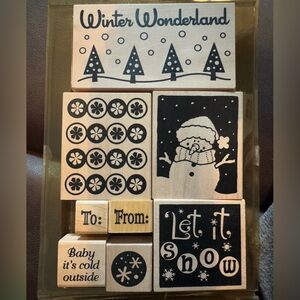 Lot of 8 Rubber Stamps Christmas Theme